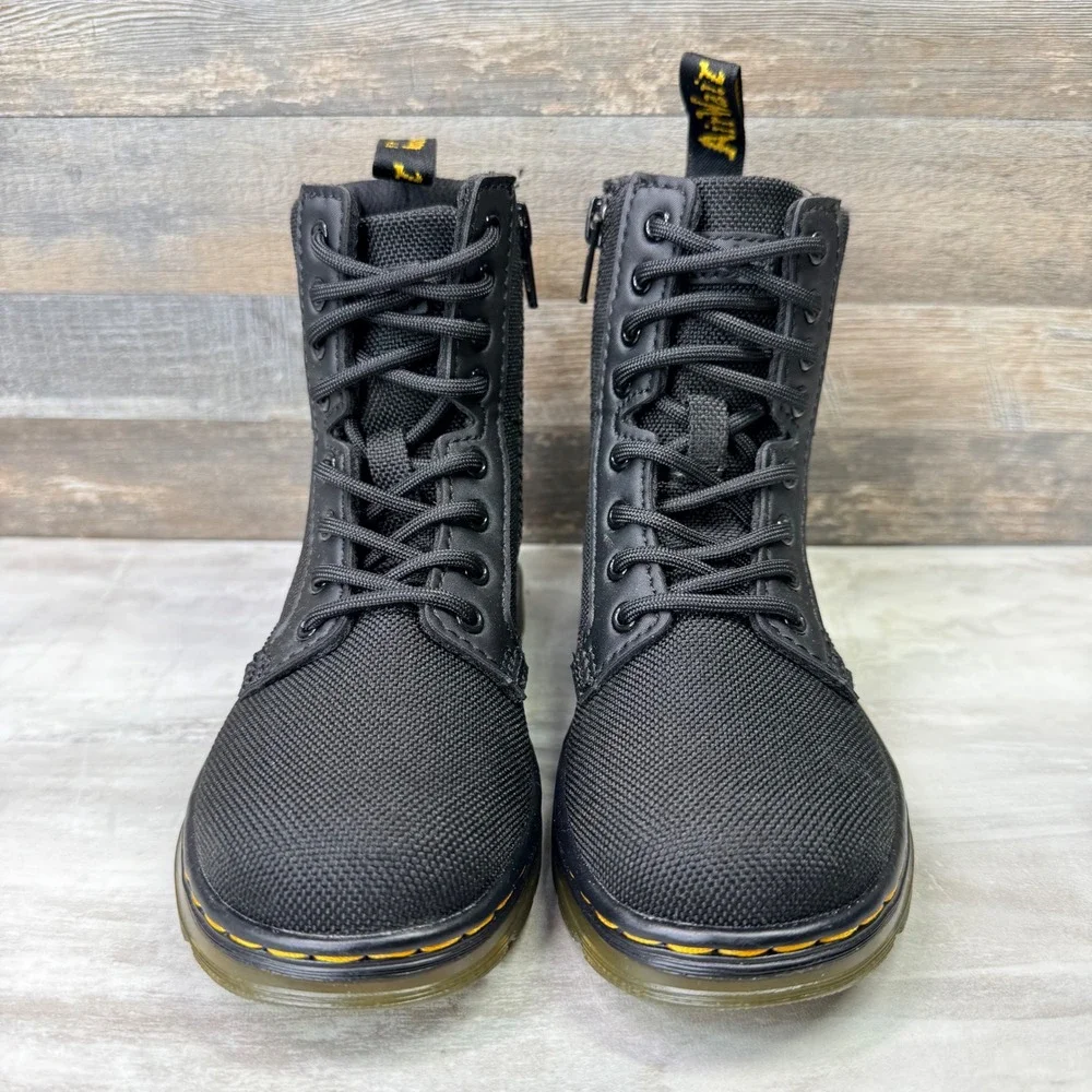 Dr.‎ Martens Combs J Kids Black Extra Tough Nylon Combat Boots Size 12 US Kids
